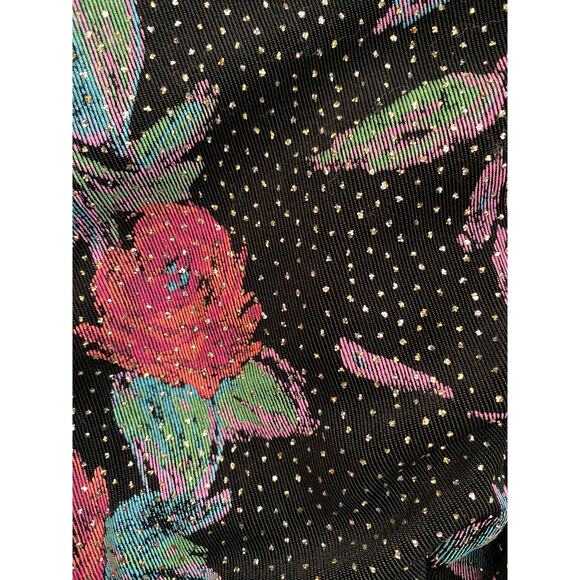 VTG NWT MSK Faux Wrap Black Blouse Floral Glitter ,Whimsigoth, Fairy Grunge Sz M - Picture 6 of 6